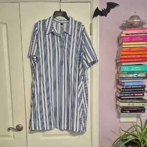 OLD NAVY Blue and White Striped Shirt Dress